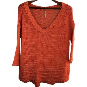 FREE PEOPLE Oversized Cotton V-Neck Sweater